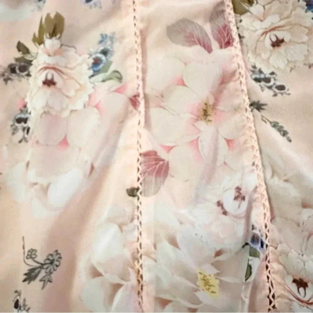 V Cristina• Peach Flowy Long Sleeve Dress Size M - Picture 13 of 16